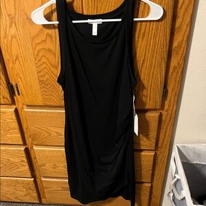 Black Sleeveless Ruched Dress